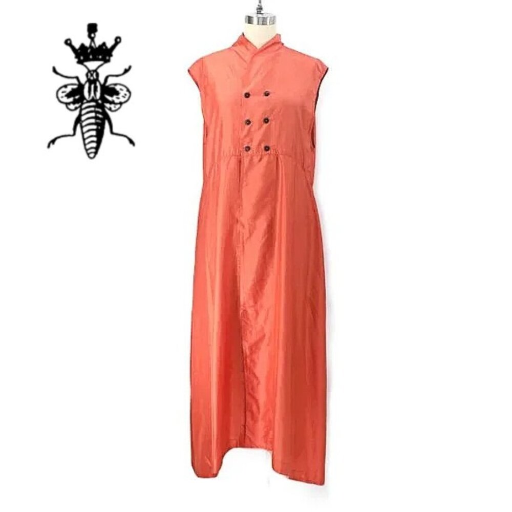 J Morgan Puett Shack Incorporated 100% Silk Empire Dress Vest Duster Long Size M - Picture 1 of 16